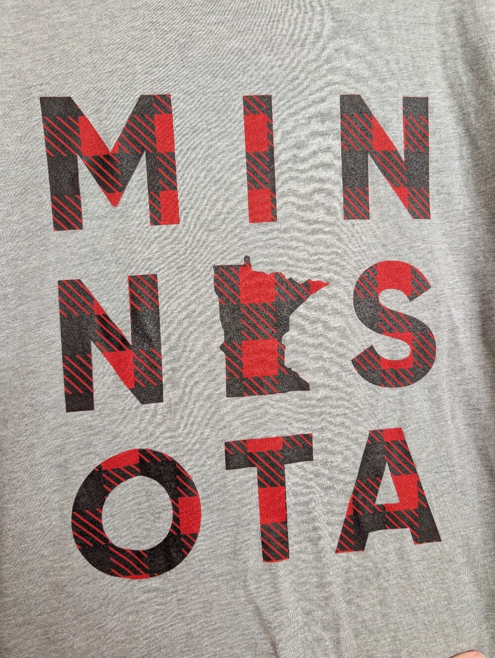 Minnesota Buffalo Plaid Graphic T-Shirt Size XL Gray Next Level Tee